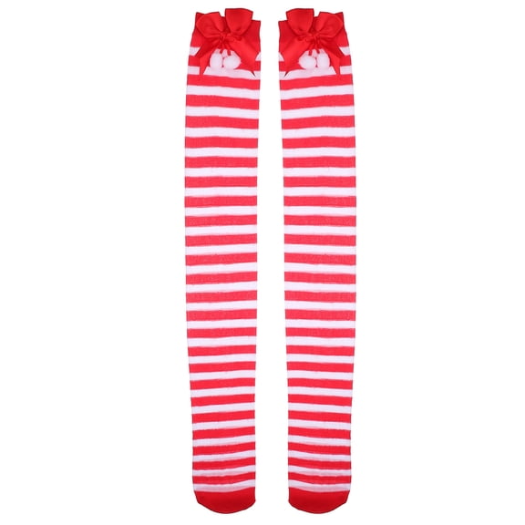 CTIRCHIU 1 Pair Red Christmas Stockings High Elastic Socks for Holiday Party, Festive Cosplay, Seasonal Decoration