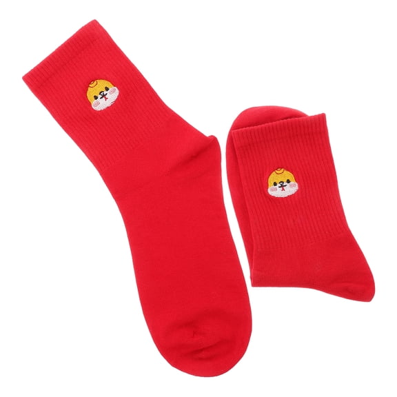 CTIRCHIU 1Pair Red Snake Pattern Socks Cotton Fashionable Midcalf Socks for Winter