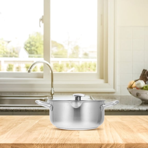 CTIRCHIU 1Pc Deep Fryer Pan Stainless Steel with Temperature Control Thermometer Plated Silver