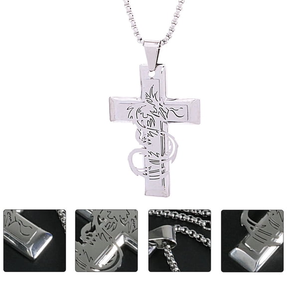 CTIRCHIU Cross Shaped Necklace Stainless Steel Chic Jewelry for Decor
