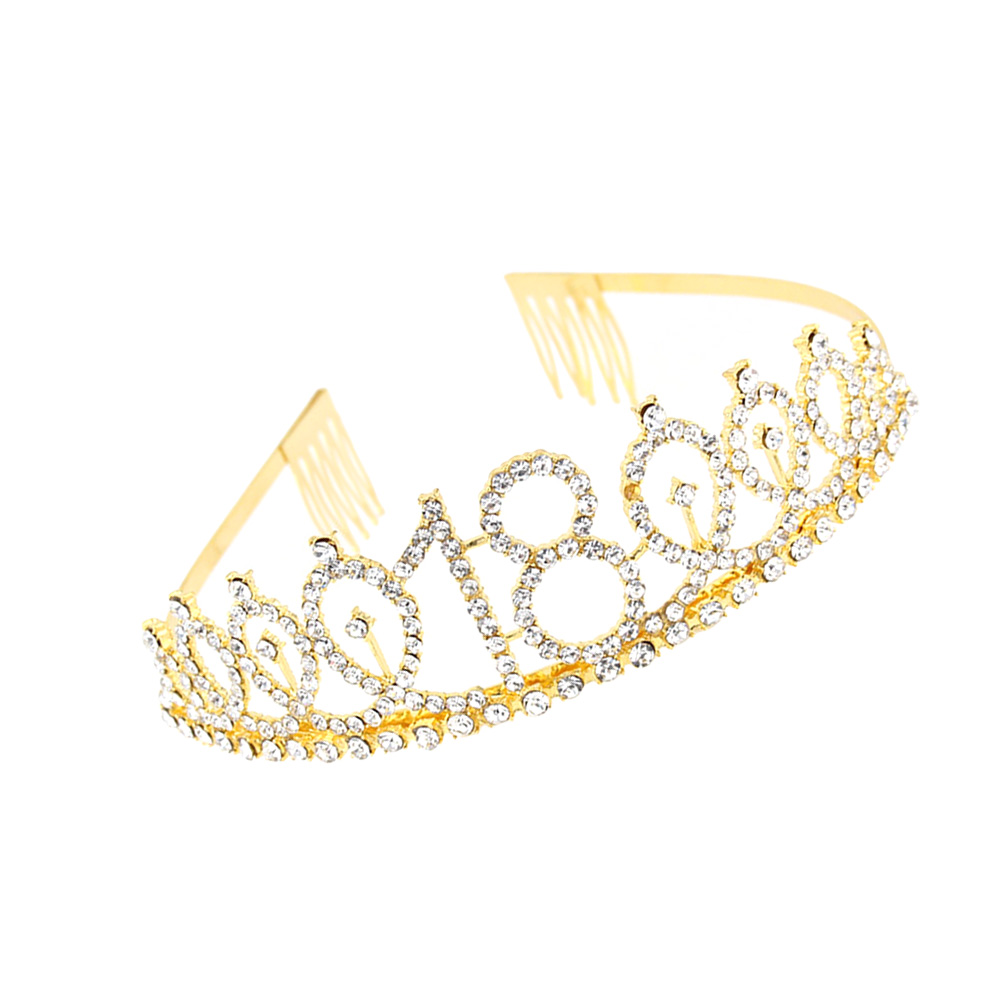 Comb With Numbers CTIRCHIU 1Pc Golden Rhinestone Number Crown in Alloy Insertion Comb for ...