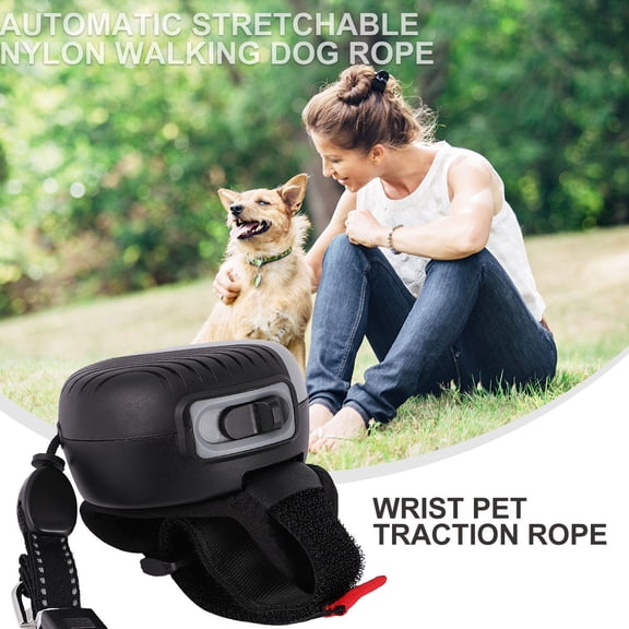 CTIRCHIU Grey Nylon Retractable Pet Traction Strap Leash for Jogging and Hiking 1Pc
