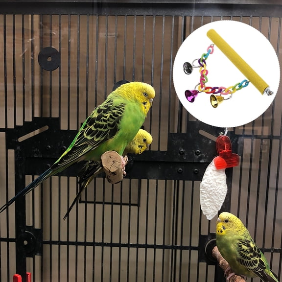 CTIRCHIU 1Pc Pet Training Stand Yellow Wooden Parrot Perch for Chewing Climbing and Playing