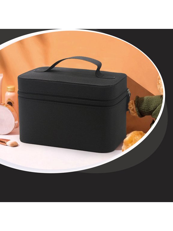 Durable Water-Resistant Travel Toiletry Bag in Black Microfiber 1Pc