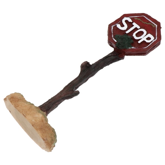 DRAFIDEEP Red Stop Warning Sign Fish Tank Decoration Resin Do Not Enter Indicator with Funny Design, 1 Piece