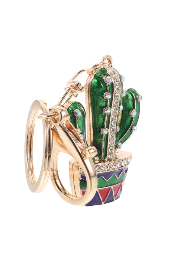 Cute Crystal Keychain Cactus Shaped Pendant Multi 1Pack