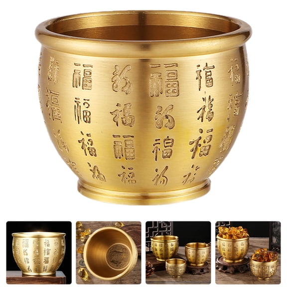 CTIRCHIU Back to School Golden Brass Offering Bowl for Outdoor Decor Small Treasure Basin Perfect for Home Office