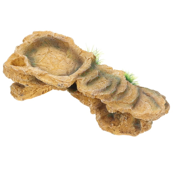 CTIRCHIU Khaki Resin Turtle Basking Rock with Irregular Shape, 1 Piece for Reptile Tanks and Turtle Habitats