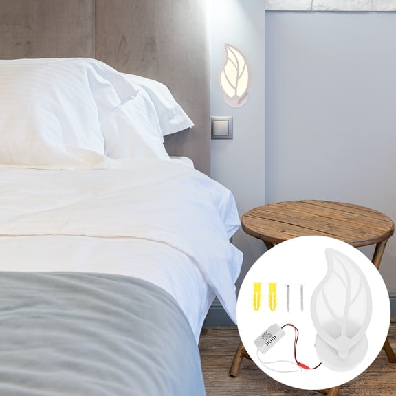 CTIRCHIU 1Pc Indoor White Wall Lamp Leaf Modeling Light Simple Style Bedside Decor