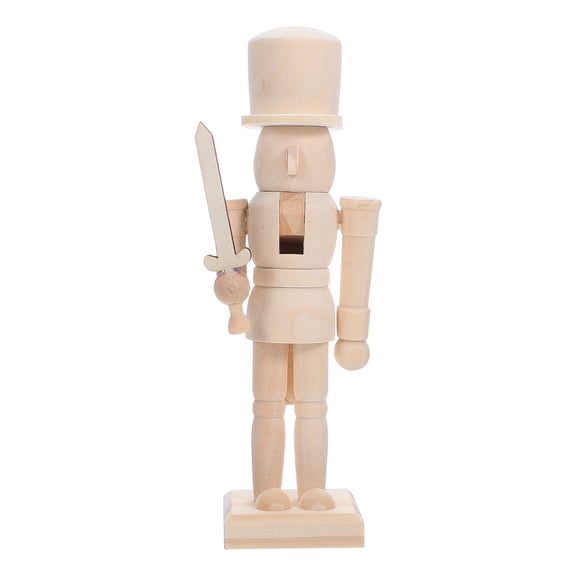 CTIRCHIU 1Pcs Unpainted Wood Nutcracker Soldier DIY Graffiti Ornament Home Decor