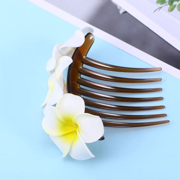 CTIRCHIU 1Pcs White Pearls Flower Hair Side Comb Bridal Hair Pieces for Women Elegant Style