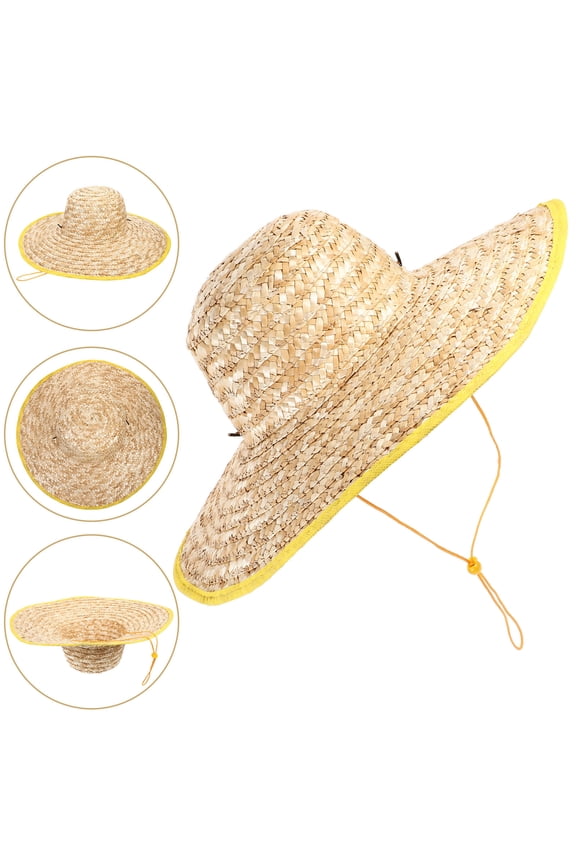 Women's Wide Brim Straw Sun Hat, 1 Piece Beach Hat with Stylish Western Design for Outdoor