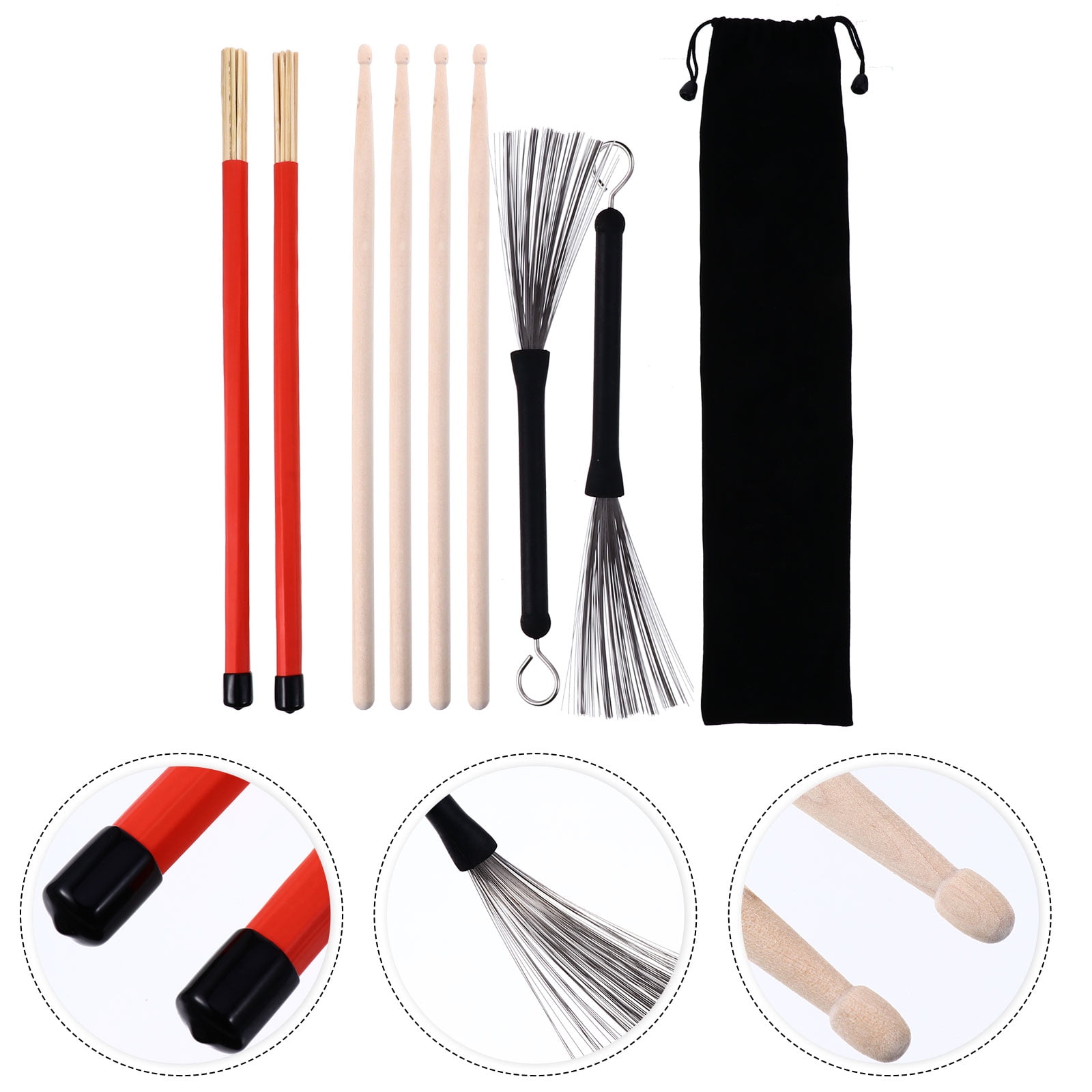 CTIRCHIU Adjustable Steel Rod Drumstick Handle Set for Drum Kits - Replacement Drumsticks Accessory