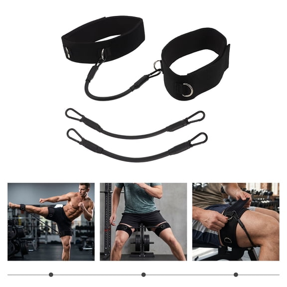 CTIRCHIU 1Set Black Adjustable Thigh Resistance Workout Straps with High Elasticity for Gym Training