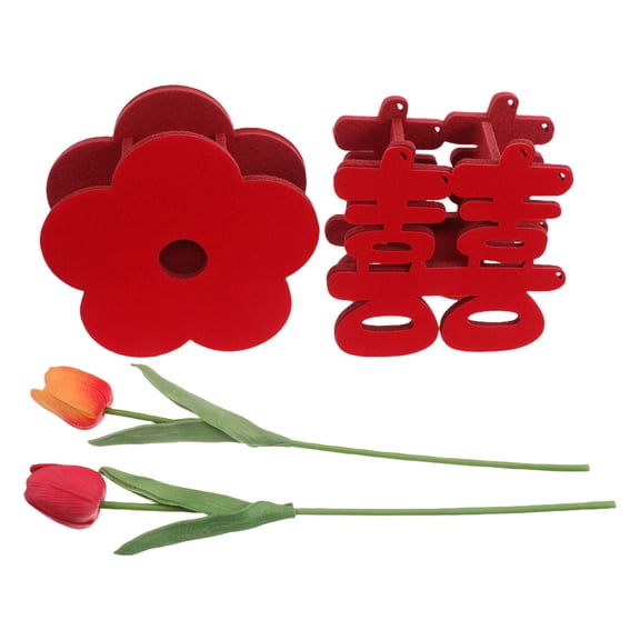 CTIRCHIU Decorative Floral Vase Set with Chinese Xi Symbol for Wedding Table Decor and Event Styling, Elegant Centerpiece
