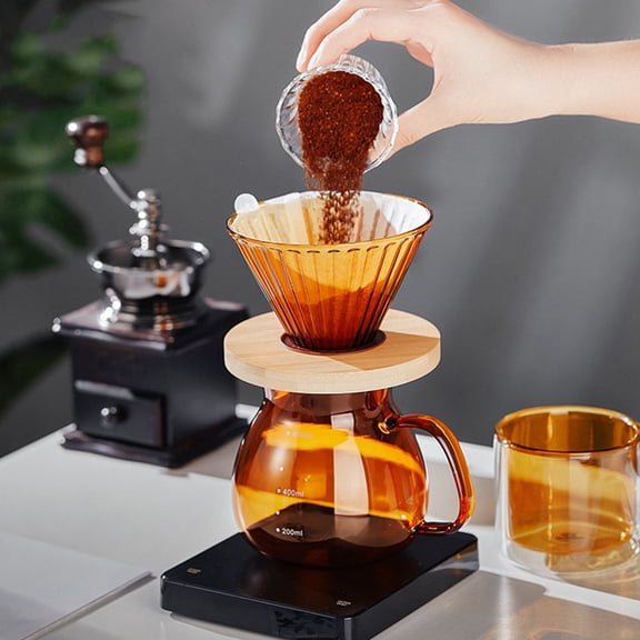 CTIRCHIU Coffee Dripper, Decorative Wooden and Glass, for Home Brewing