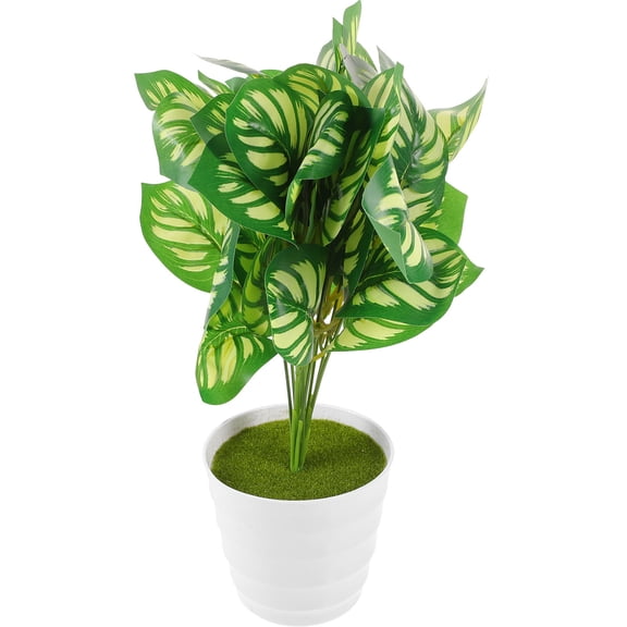 CTIRCHIU Artificial Watermelon Leaf Plant, Green Faux Bonsai Decoration for Desk, Shelf, Home, Office and Indoor Spaces