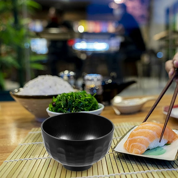 CTIRCHIU Japanese Style Black Soup Bowl Plastic Smooth Rim for Home and Restaurant Use