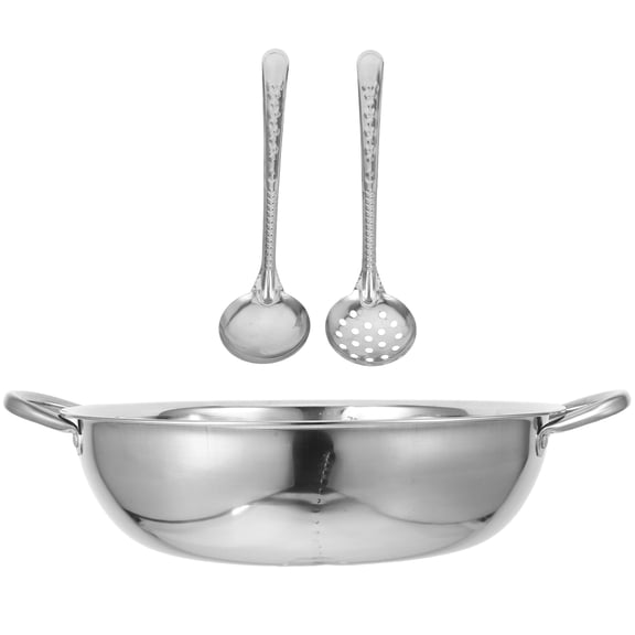 CTIRCHIU Stainless Steel Divided Hot Pot Cookware Set with Ladle and Strainer Spoon, Plated Kitchen Cooking Tool