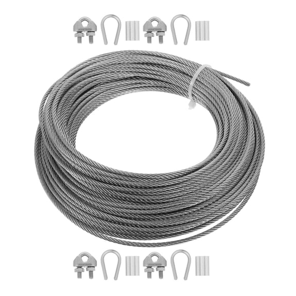 CTIRCHIU 1Set Stainless Steel Wire Rope Cable for Marine Lifting with Clips and Thimbles Heavy Duty Cable