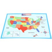 CTIRCHIU Laminated USA Map Poster for Kids, Educational Geography Wall Chart, Classroom & Home Study Tool, Rectangular Design