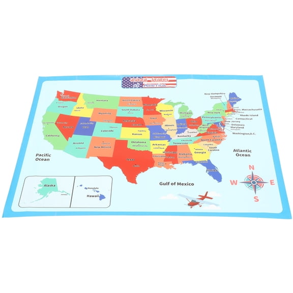 CTIRCHIU Laminated USA Map Poster for Kids, Educational Geography Wall Chart, Classroom & Home Study Tool, Rectangular Design