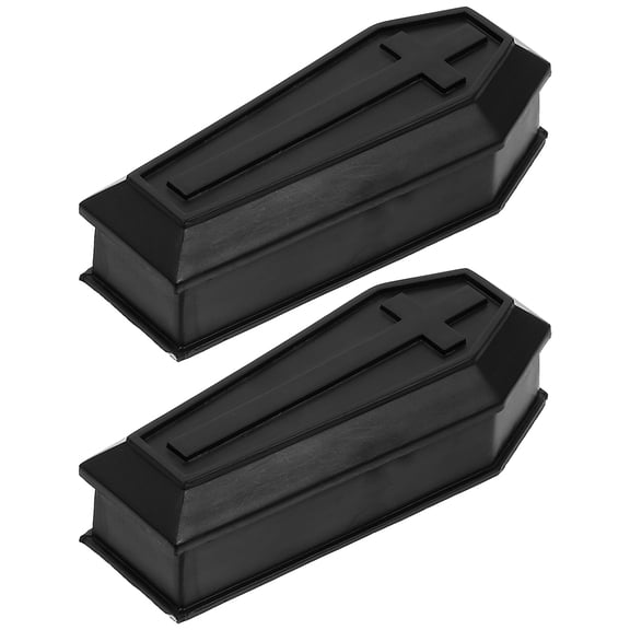 CTIRCHIU 2-Pack Black Coffin Box Toy PVC Prank Props for , Party, and Scary Decorations