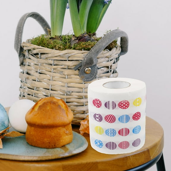 CTIRCHIU Toilet Paper Roll Easter Printed Wood Pulp 2 Rolls
