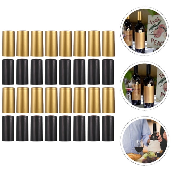 CTIRCHIU 200 Pieces Black PVC Bottle Seals for Wine Shops with Heat Shrink and Secure Sealing Effect