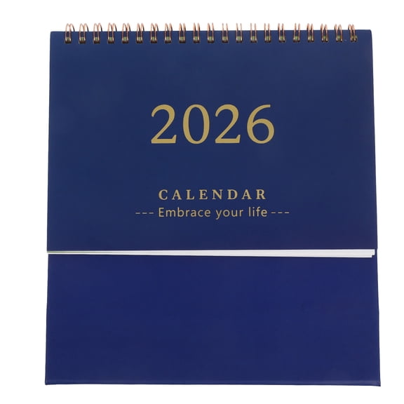 CTIRCHIU 2026 Small Desk Calendar Dark Blue Compact Foldable Standing Desktop Planner