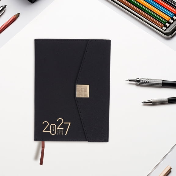 CTIRCHIU 2027 Daily Productivity Planner A5 Tri-Fold Notebook with Thick Paper, Black Cover for Organized Scheduling