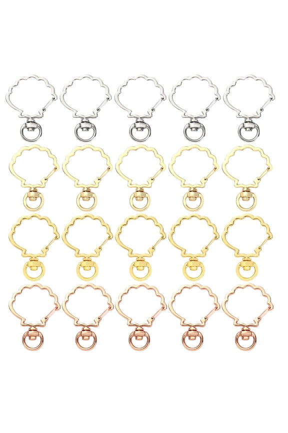 20-Pack Assorted Color Shell Keychains, Alloy Key with Chic Small Design, Decorative Key Accessories