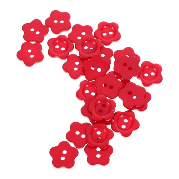 CTIRCHIU Set of 20 Red Resin Flower Craft Buttons, Bright Colors, Ideal for Projects and Sewing Crafts