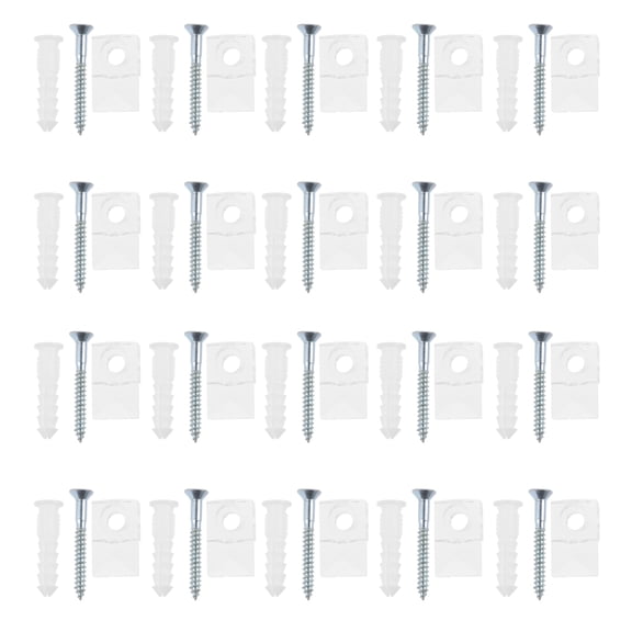 CTIRCHIU Clear Plastic Mirror Hanging Clips, 20 Sets for Secure Wall Mounting, Easy Installation and Support