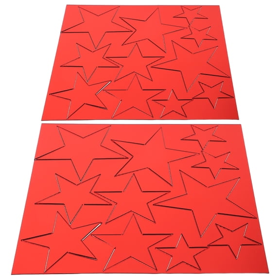 CTIRCHIU 22Pcs Wall Stickers Star Shape Mirror Decals in Red Acrylic for Room Decoration