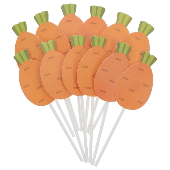 CTIRCHIU Spring Carrot Cupcake Toppers Orange Paper for Easter Desserts 24Pcs