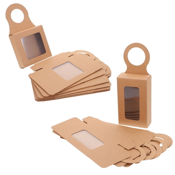 CTIRCHIU 24Pcs Kraft Hanging Boxes Multi PVC Foldable Design for Wine Bottles Holiday Gifting