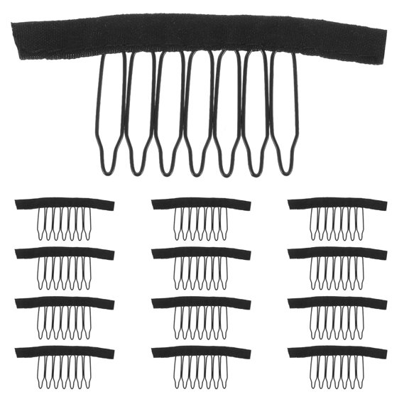 CTIRCHIU 24Pcs Lightweight Black Wig Comb Clips with Integrated Net Cap for Secure Hair Styling