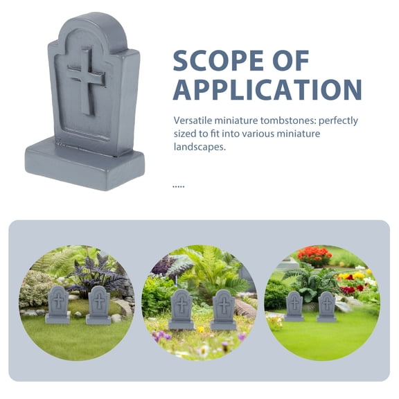 CTIRCHIU 24-Piece Mini Resin Tombstone Set with Grey Plastic Accents for Garden, Landscape, and Outdoor Decor