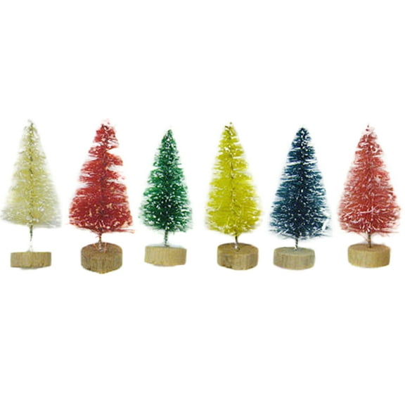 CTIRCHIU 24pcs Wood Mini Trees Assorted Color Gift for Holiday Season Friends Home Decoration