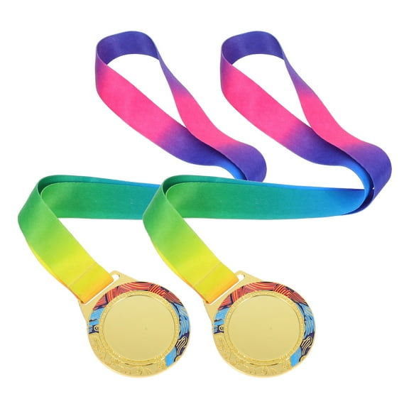 CTIRCHIU 2Pcs Gold Metal Award Medals for Sports Competitions Zinc Alloy Medals with Neck Ribbon