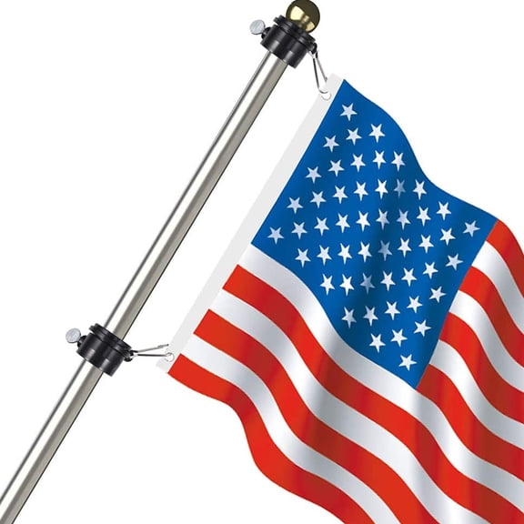 CTIRCHIU 2Pcs 360 Degree Anti Tangle Flag Pole Rings Black with Easy Install Flag Clips