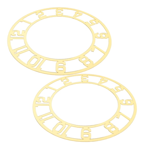 CTIRCHIU 2Pcs Golden Acrylic Mirror Clock Face for Living Room Wall Decoration with Arab Numbers