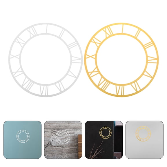 CTIRCHIU 2Pcs Acrylic Mirror Clock Face Decal with Roman Numerals for Wall Decor in Hotel Lobby
