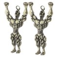 thumbnail image 1 of CTIRCHIU 2Pcs Antique Bronze Bodybuilding Pendants for Bracelets Necklaces and Jewelry Making, 1 of 8