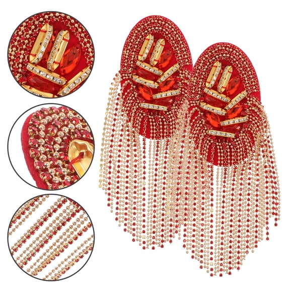 CTIRCHIU 2pcs Punk Shoulder Epaulette Hand Beaded Tassel Applique Patch