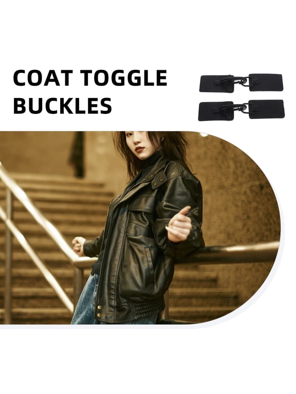 2-Pack Black Coat Toggle Buckles, Clothing Toggle Buttons for Jackets, Sweaters, and Fashion Accessories