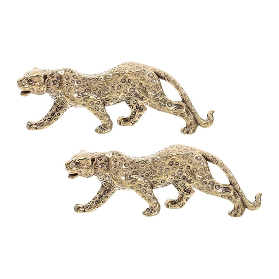 CTIRCHIU 2Pcs Brass Leopard Ornament Vintage Style Feng Shui Figurine for Home Office Decor