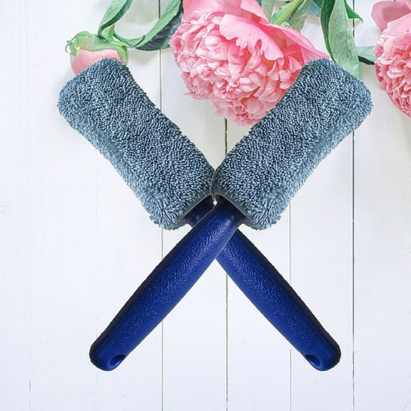 CTIRCHIU 2Pcs Car Wheel Brush with Round Bristles and Long Handle for Easy Cleaning and Maintenance