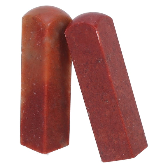 CTIRCHIU 2Pcs Chinese Seal Stone Dark Red Artisan Stamp Blank Soapstone for Smooth Carving and Custom Signature Seals